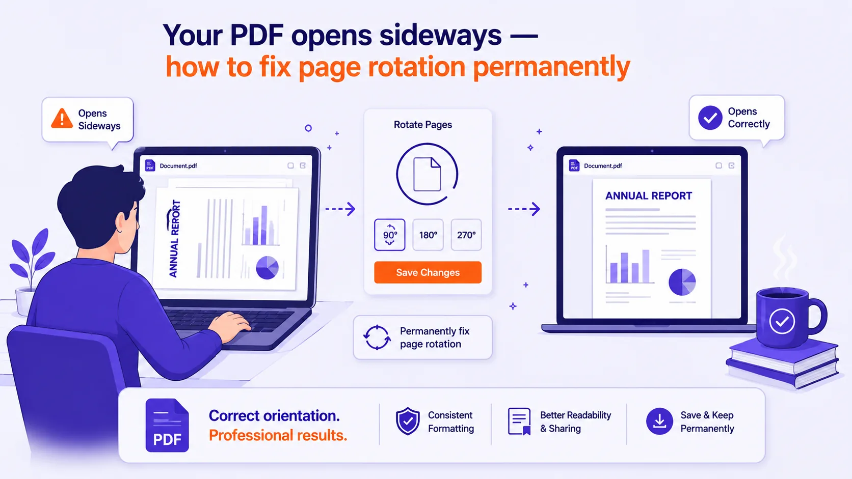 Featured image for Your PDF opens sideways: how to fix page rotation permanently